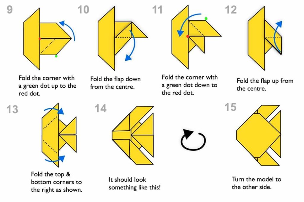 cara membuat origami Bentuk ikan