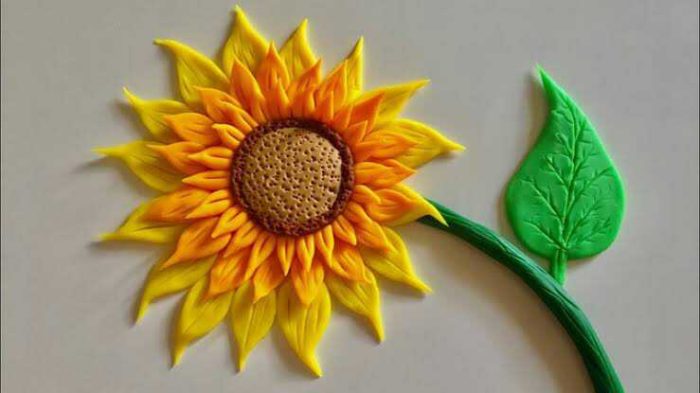 Membuat bunga matahari dari plastisin